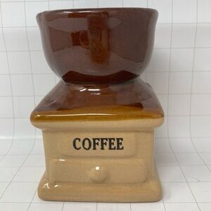 Vintage ceramic brown & tan “coffee” utensil holder / planter